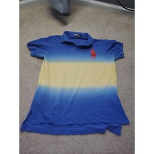 VTG Polo Ralph Lauren Big Pony Polo Men's Large Custom Fit Blue Yellow Ombre